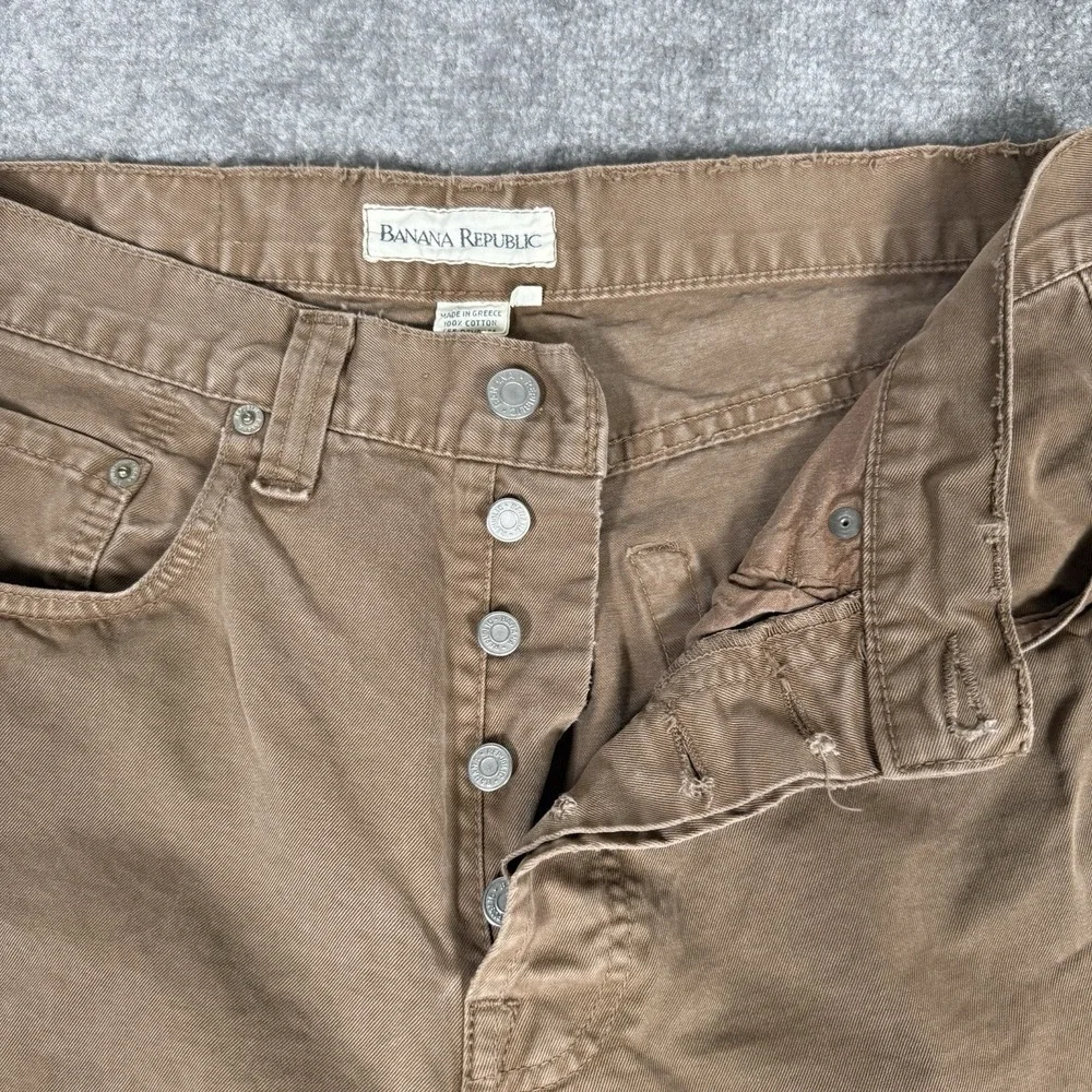 Vintage Banana Republic Pants Men's 33R Brown Straight Leg Button‎ Fly Greece